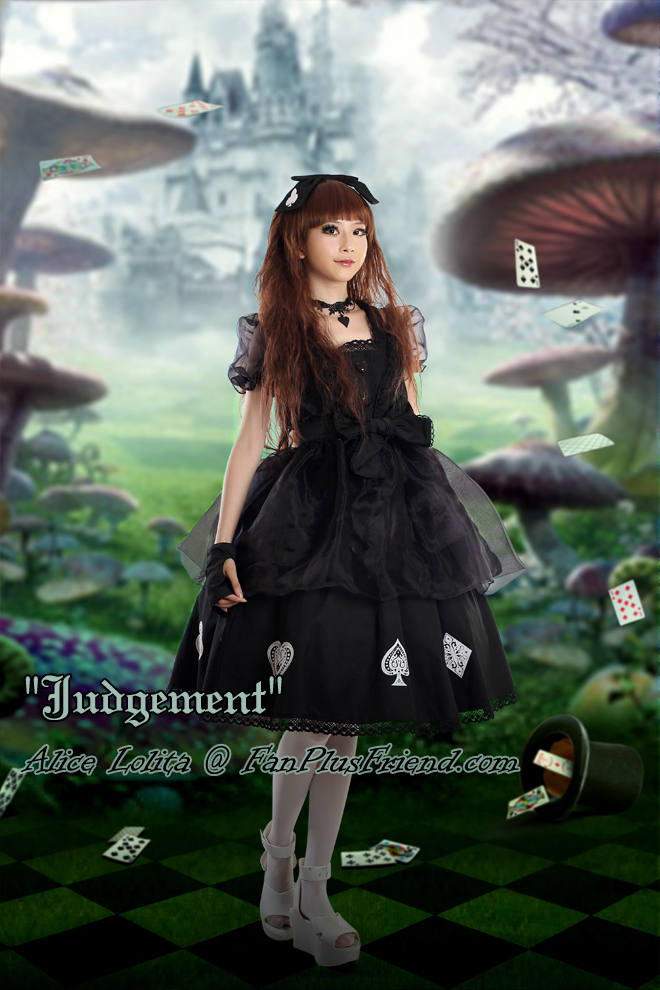 "Judgement": Alice Lolita Poker JSK&Dress&Hairdress 3pcs Set*3colors